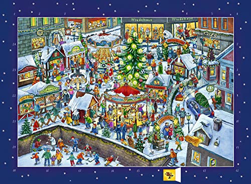 Wand-Adventskalender – Wimmeliger Weihnachtsmarkt