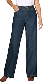 Plus Size Perfect Wide-Leg All-Cotton Denim Five-Pocket Jeans