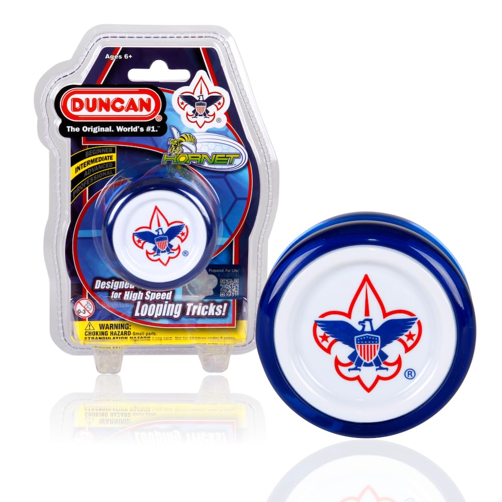 Duncan Toys Hornet Pro Looping Yo-Yo with String, Ball Bearing Axle and Plastic Body, Blue with White Cap
