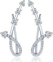 Yumilok Jewelry - Pendientes de tipo envolvente para mujer, plata de ley 925 con circonita cúbica, diseño de piedras, hipoalergénicos, con ganchos