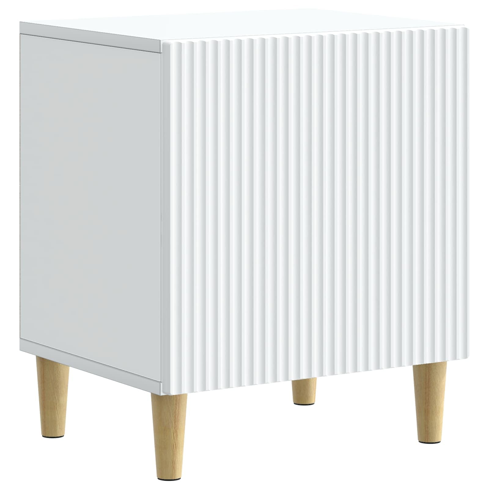 Table de Chevet Blanche 43x34,5x50 cm en Bois avec Porte
