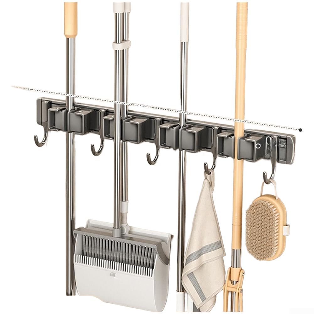 Fauhapyway para soporte Escoba Pared Sin Perforar Organizador Baño para(five)