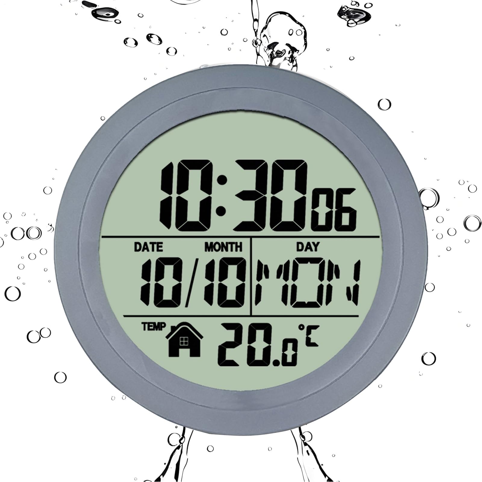 Orologio da parete per bagno Impermeabile display LCD doccia decorazione