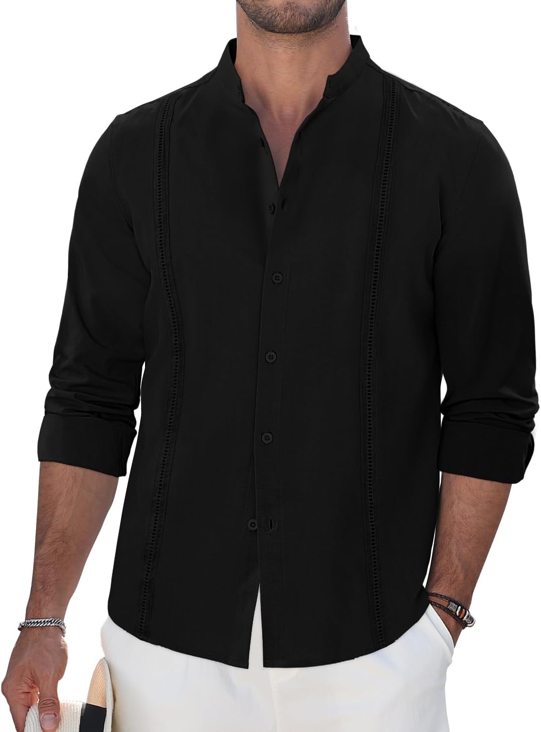 Mens Summer Button Down Shirts Casual Guayabera Cuba Vacation Beach Shirts