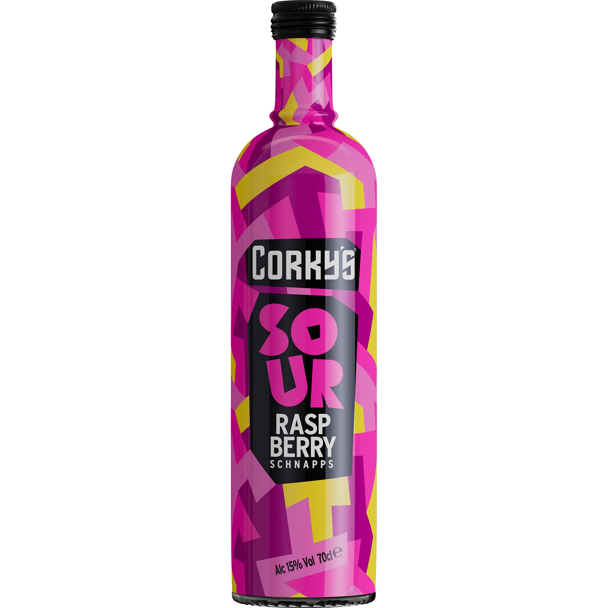 Corky's SourRaspberry Schnapps 70cl | Shots | 15% ABV | Sour Raspberry Liqueur | Vodka Schnapps | Party Shots, Cocktail Ingredient, Pre Drinks, Alcohol