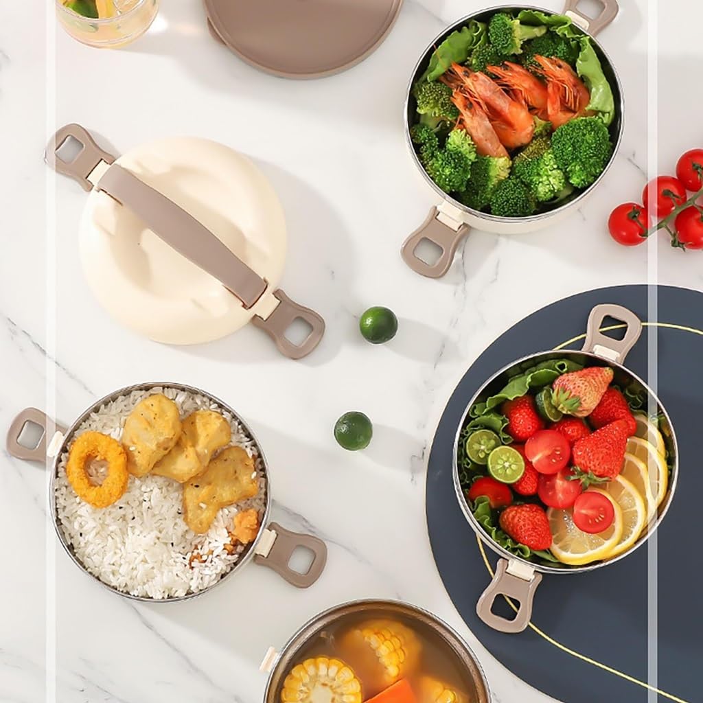 Portapranzo isolato in acciaio inossidabile 304 | Preparazione for campeggio/pasti: AISI 304, PP, impilabile, anelli di tenuta, valvola dell'aria, rimovibile, borsa termica(E)