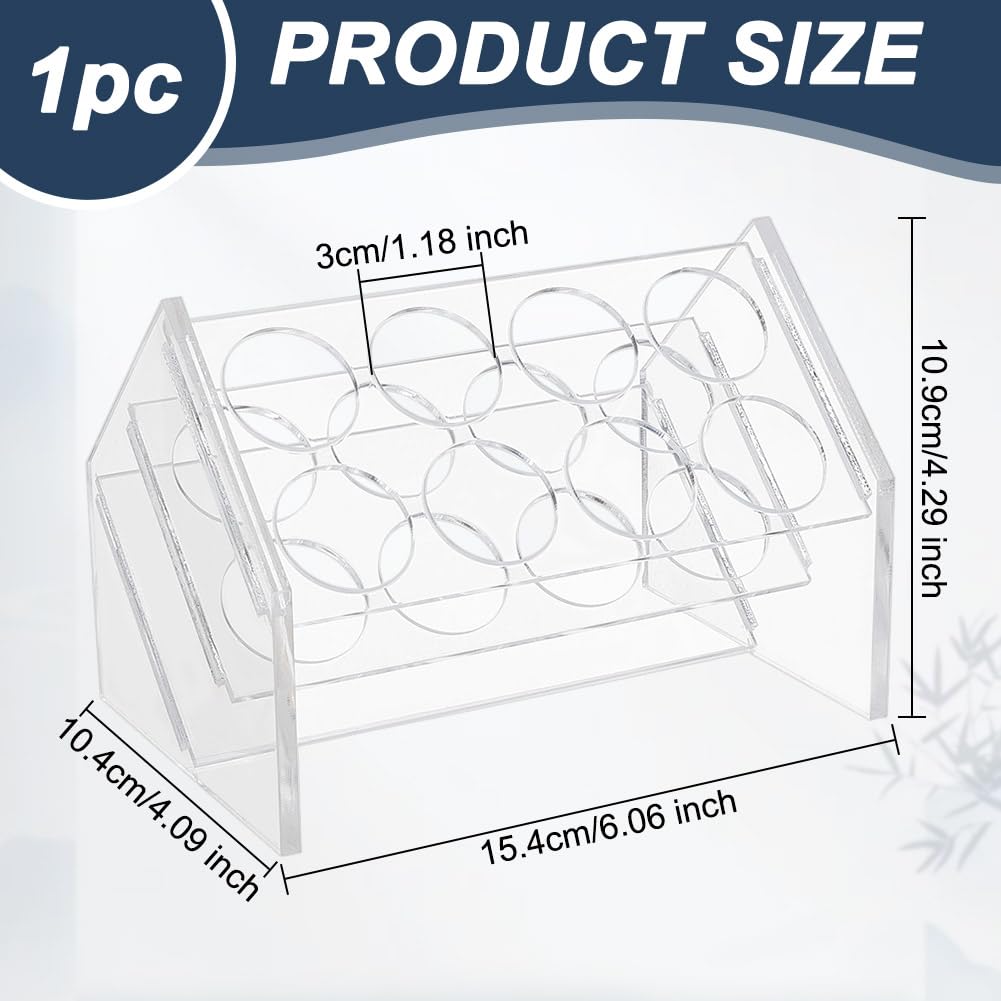 OLYCRAFT 8 Sockets Slant Acrylic Test Tube Holder Rack 1.2 Inch Hole Clear Acrylic Test Holder Rack 45 Degree Centrifuge Tube Holder Labortory Display Stand for 50ml Test Tube Chemistry Laboratory