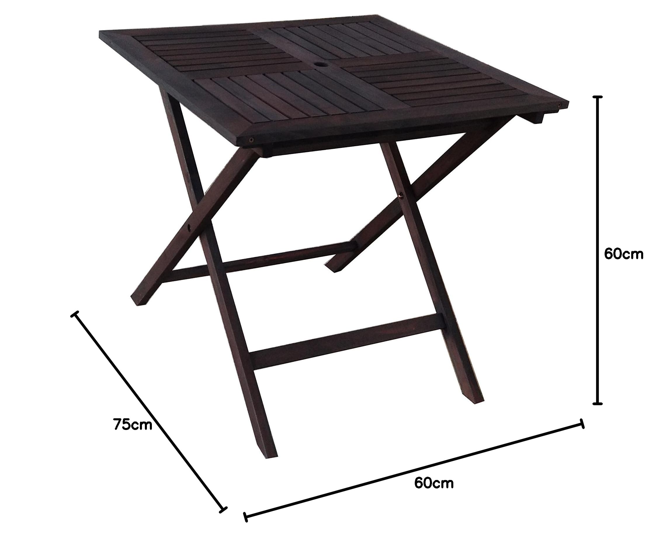 P&J Holzklappbaren tragbaren Tisch, klapptisch (60x60 cm, dunkel)