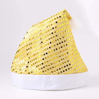Ursumy Christmas Santa Hat Bling Party Hat for Christmas Holiday Party Supplies Non-Woven New Hats for Adults (Pack of 1) Yellow
