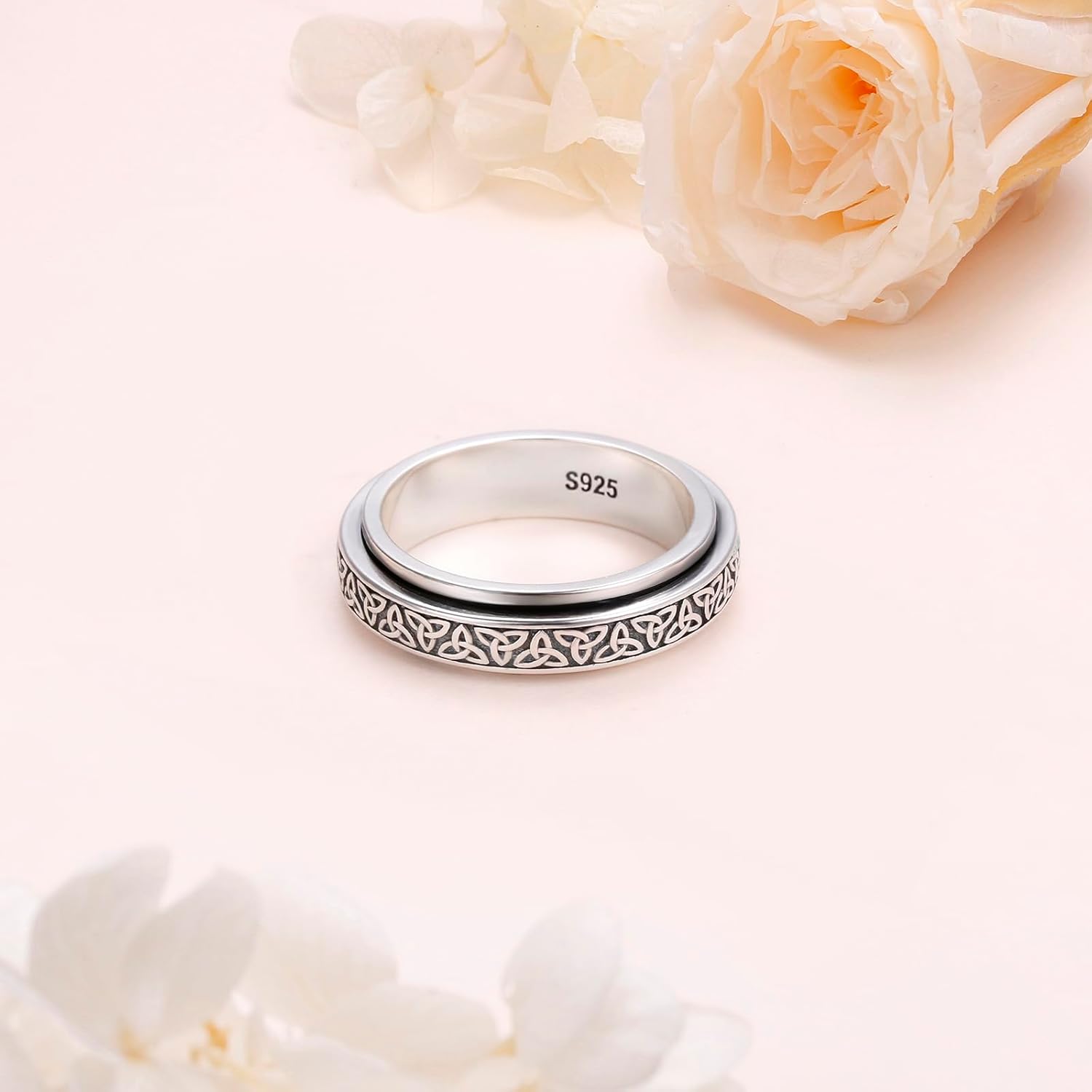 S925 Sterling Silver Spinner Fidget Ring Relief Boredom ADHD Autism Jewelry Gifts for Women Men - Image 4