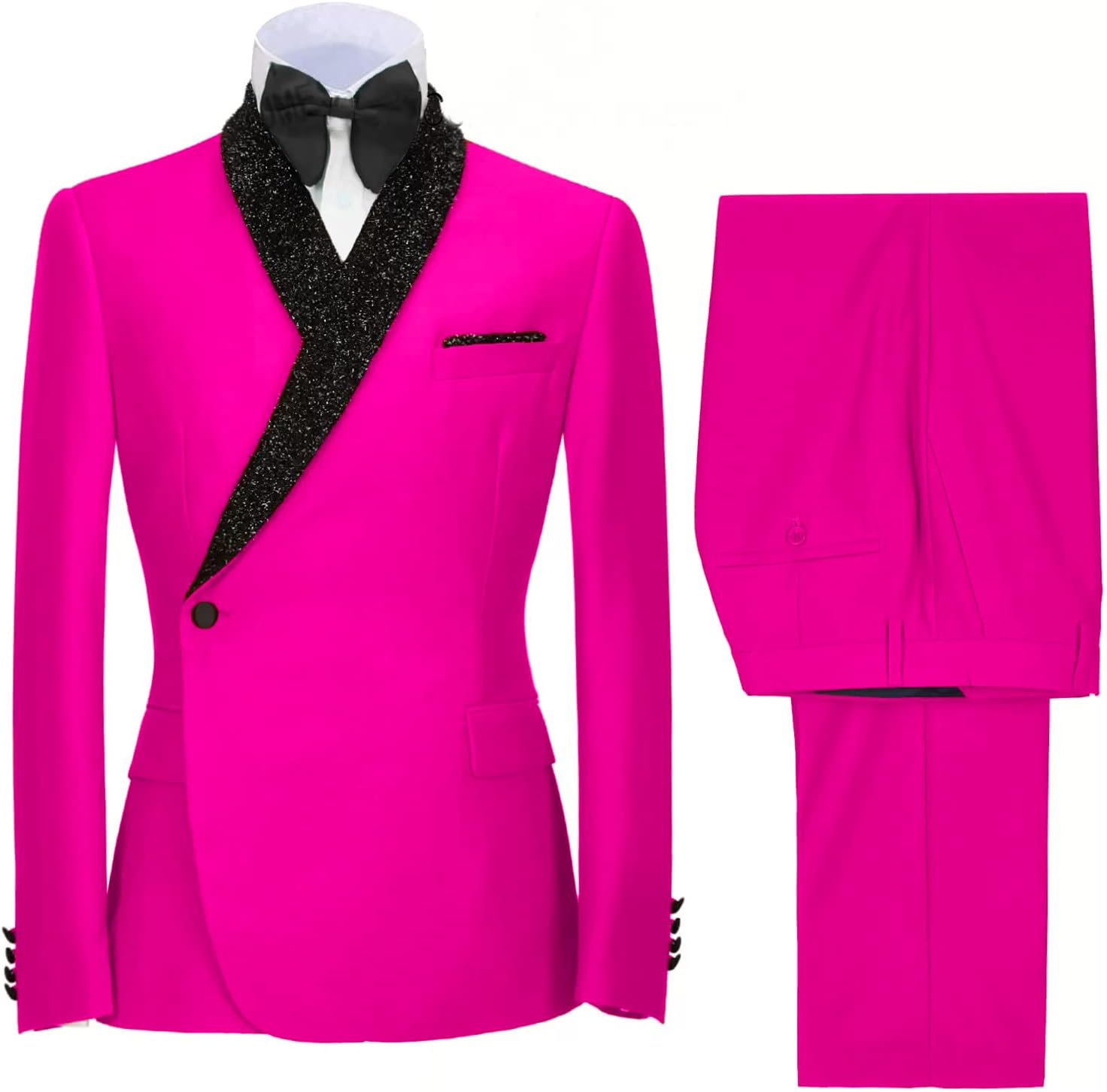 Sxfashbrd Men's 2 Piece Slim Fit Suit Jacket Set One Button Lightweight Blazer for Wedding Groomsmen, Business Daily Events