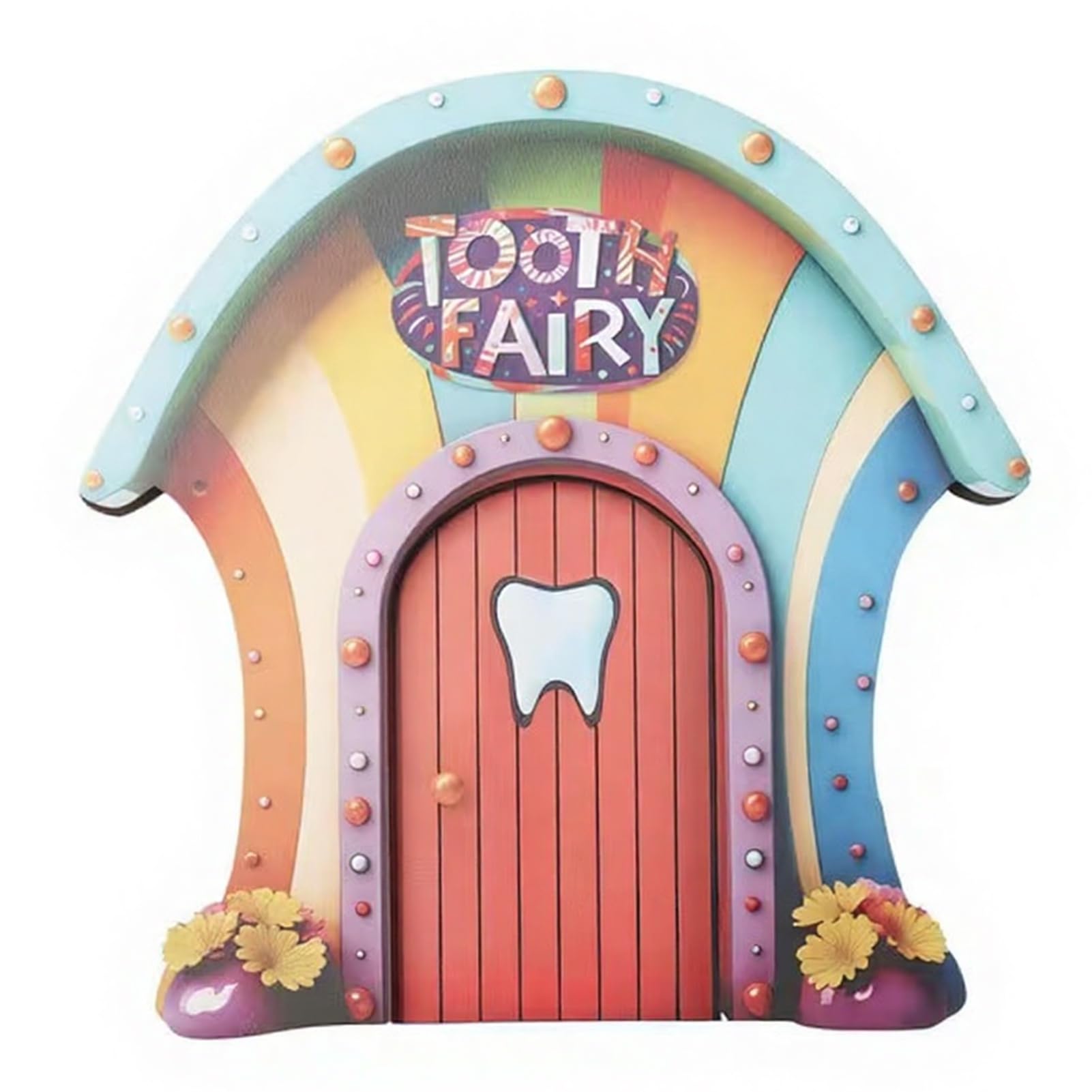 Teeth Fairy Doors for Wall, Elf Miniature Tiny Door, Double-Layer Miniature Fairy Door Magical Decor for Kids Bedroom Classroom Garden Girl Boy A