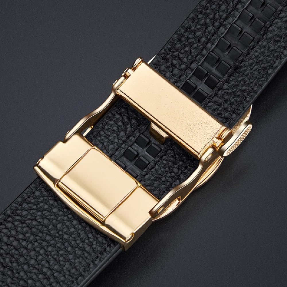 VANNANBA Mens Ratchet Belts Genuine Leather Designer Belt with Automatic Buckle Alloy Gift for Men - Image 5