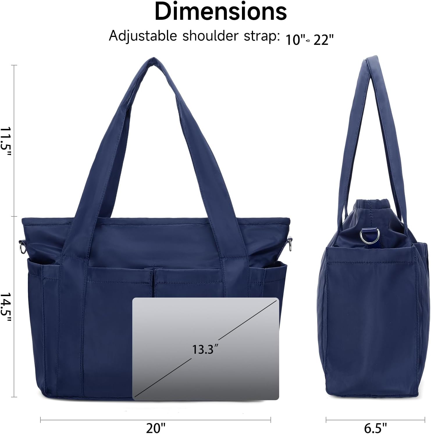 Nylon Tote Bag for Woman Large Lightweight Crossbody Shoulder Bag Tote Handbag with Detachable Strap for Travel - Image 6