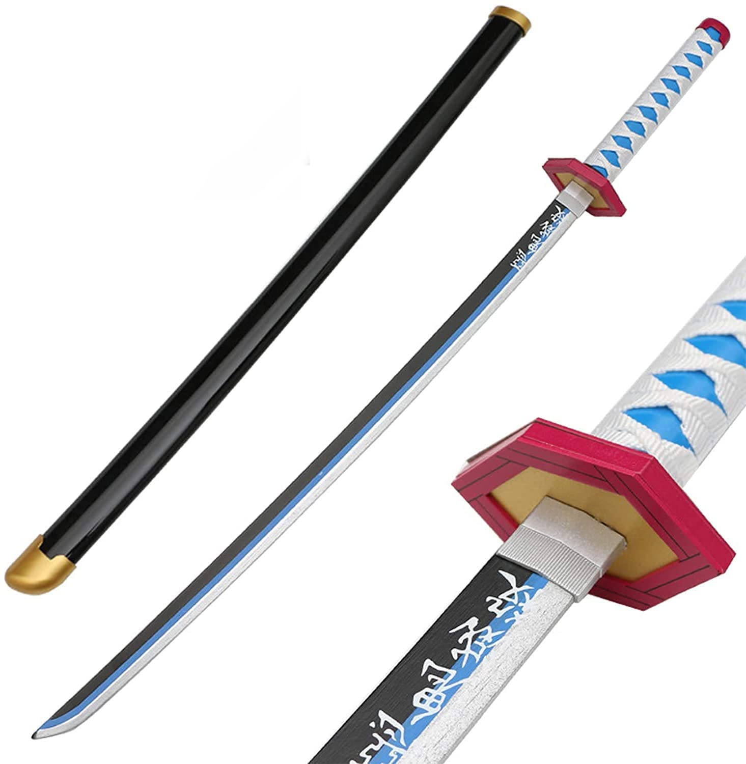 Dem Slaye Blade Houten Samurai Zwaard, anime Cosplay Ninja Sword Props, voor Fans Xmas Of Verjaardag Anime Liefhebbers Decoratief Speelgoed ,41 Inches, Tomioka Giyuu