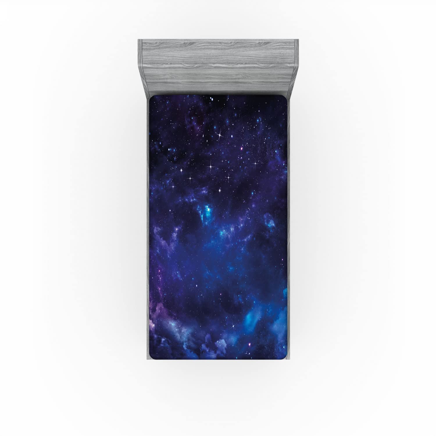 Ambesonne Sky 2 Pack Fitted Sheet, Space Illustration Galaxy, Bed Cover All-Round Elastic Deep Pockets 2 Pieces, Package Contains 2 Twin XL Size Fitted Sheets, Purple Charcoal Grey