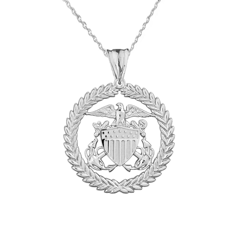 Elegant U.S. Coast Guard Charm Pendant Necklace in Sterling Silver