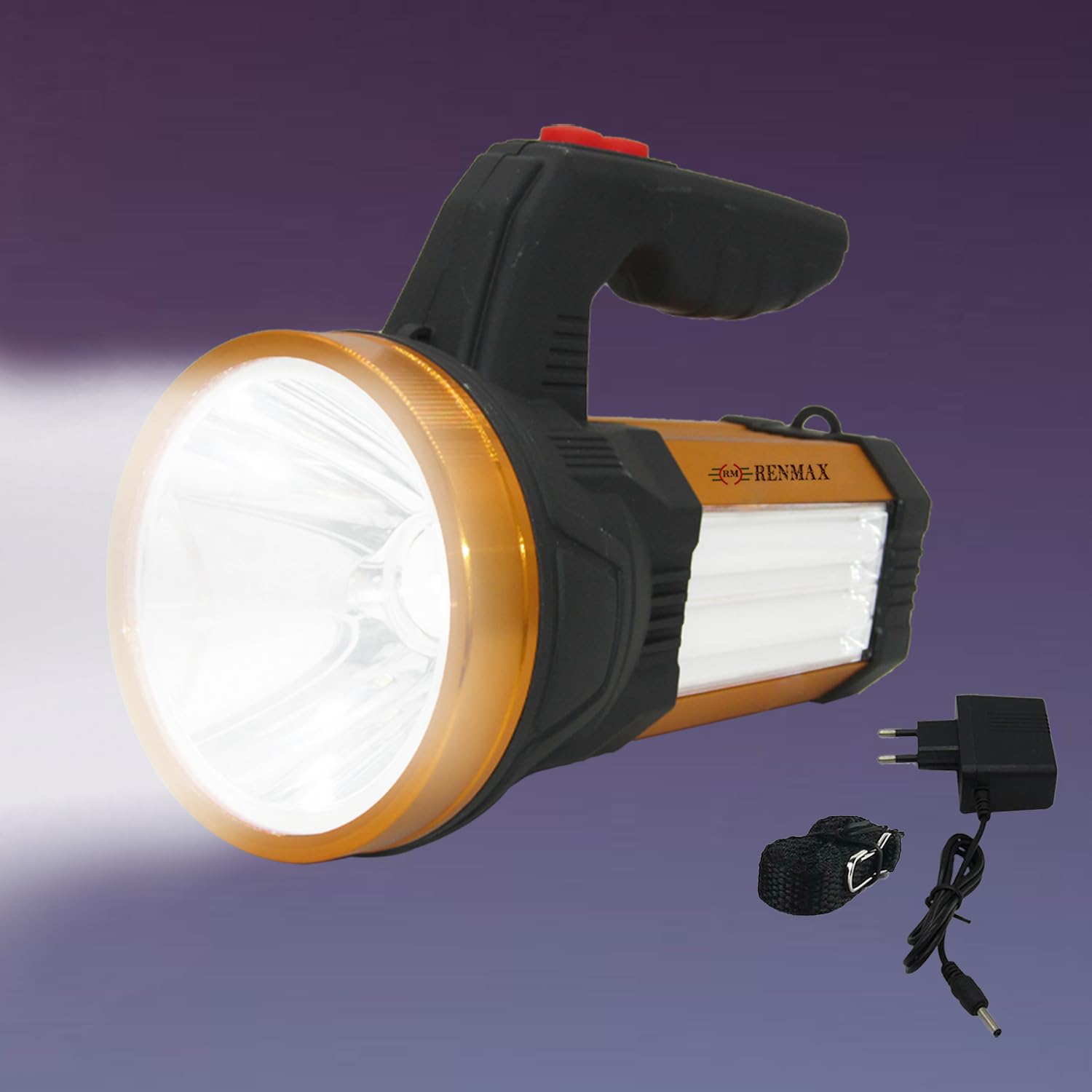 RENMAX Strong Bright Beam LED Laser 1Km Range 2in1 Rechargeable 4000mAh Torch and Emergency Light Metal Housing - 1Pc