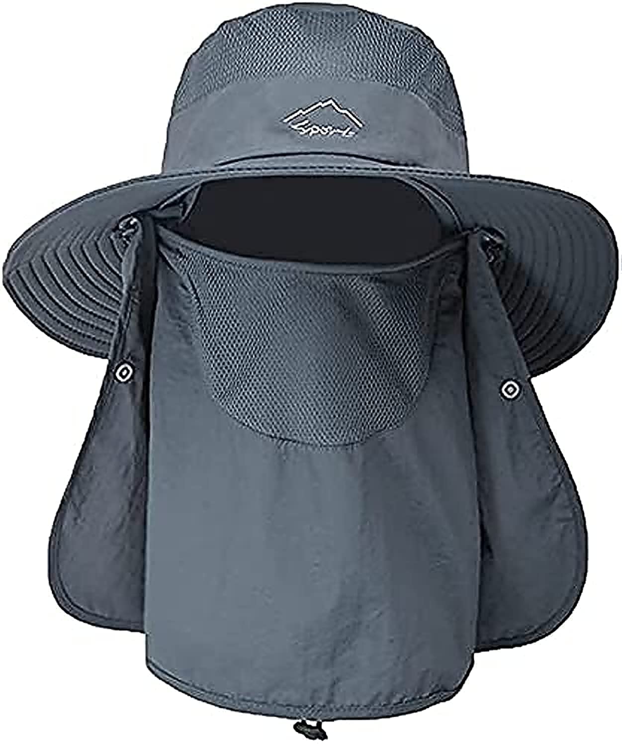 Men Fishing Hat with Face Neck Flap, Windproof Wide Brim for Men & Women. Ideal for Summer Outdoor Work, Gardening, and Travel, UV Protection UPF 50+ Sun Protection Cap (Dark Gray)