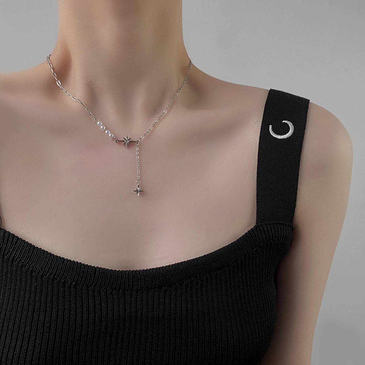 Star Necklace for Women Aesthetics Multifunctional Hip-Hop Fashion Silver Titanium Steel Jewelry - Image 5