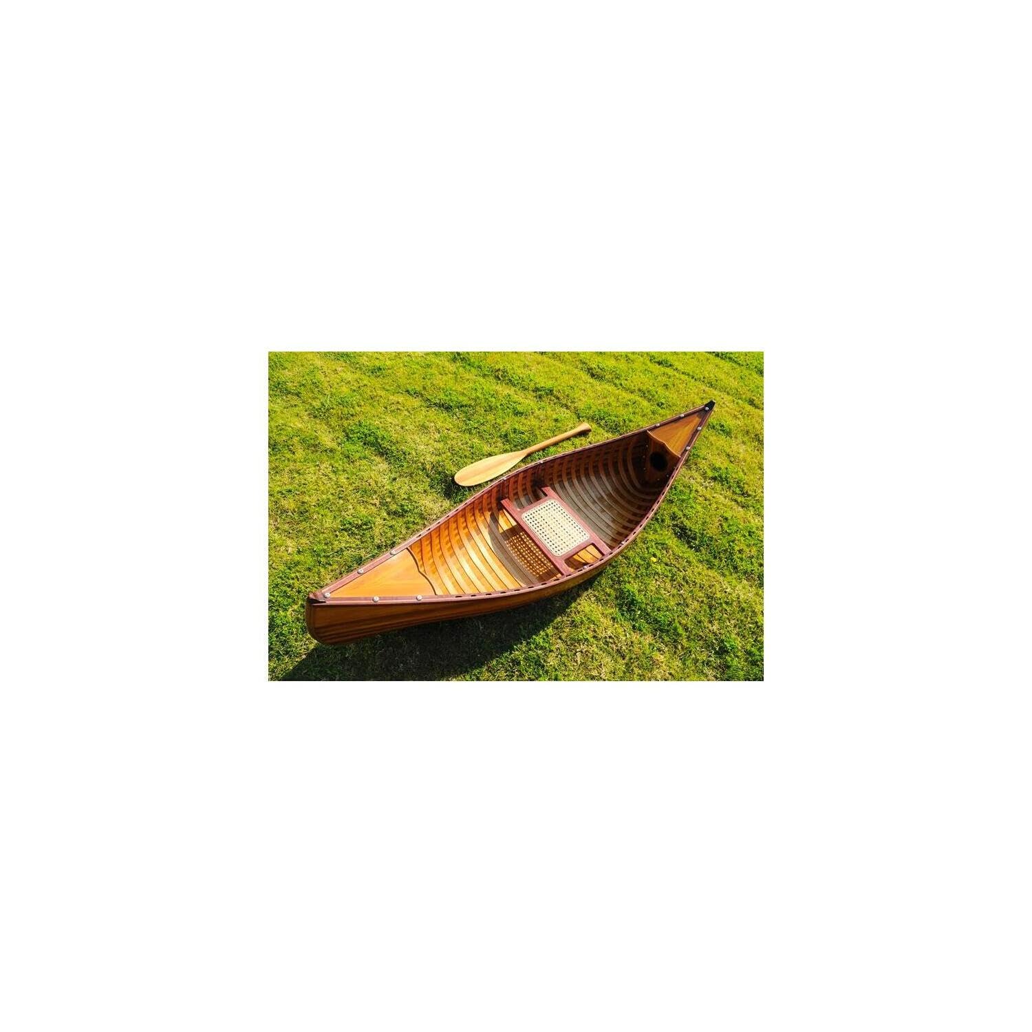 HomeStock Mediterranean Magic 6 ft Wooden Canoe with Ribs 100% Handcrafted.70.5 x 20.3 x 15 Inch, Canadian Western Red Cedar and Encapsulated in Fiberglass