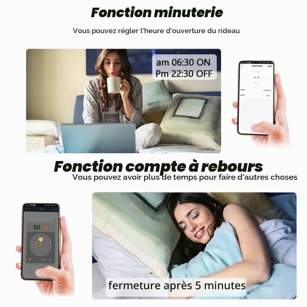 UrbanNest Interrupteur de Rideau Aveugle Tuya Smart Life WiFi 433Mhz avec TéLéCommande pour Commande de Volet Roulant éLectrique, 1RC 1RE