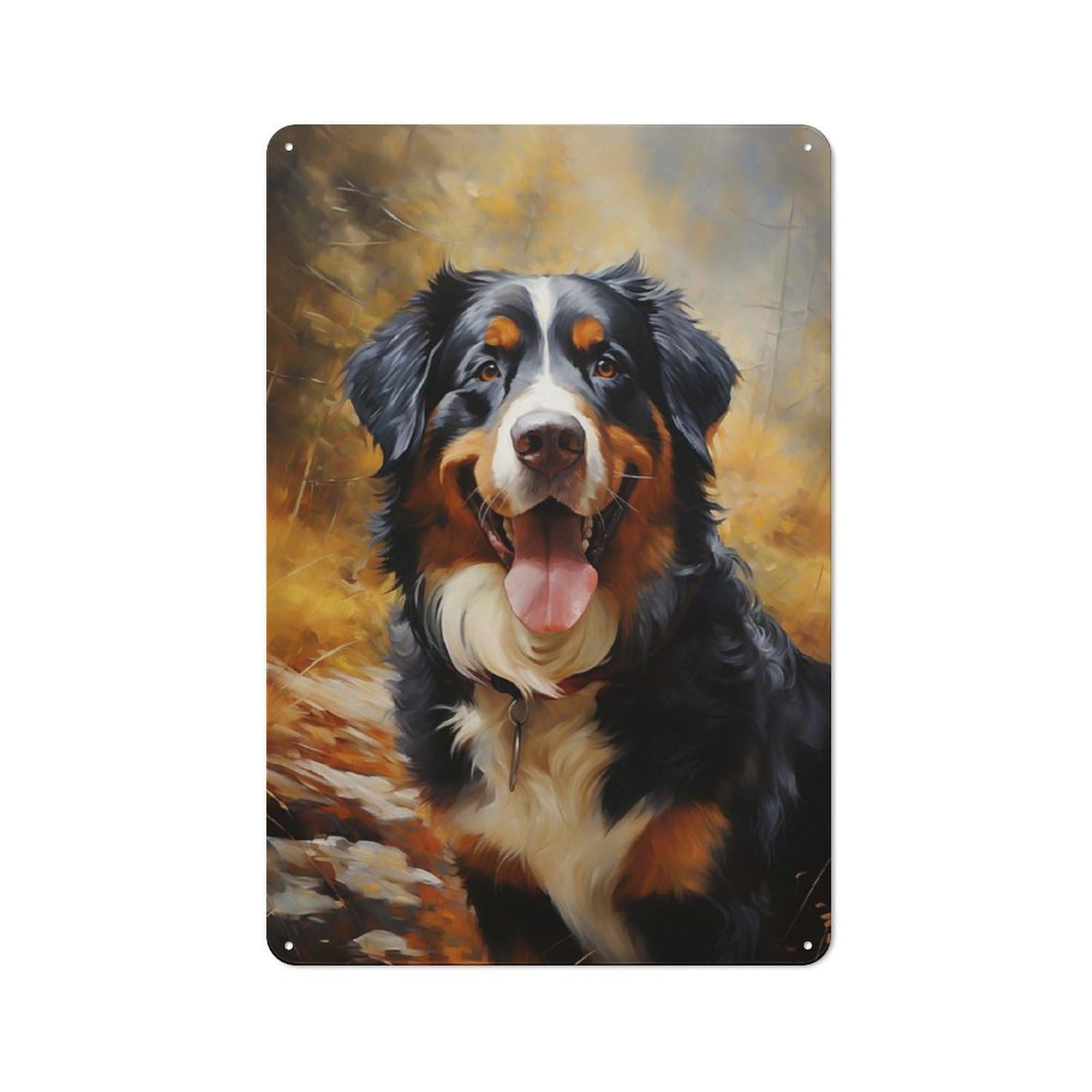 Junmoney Bernese Mountain Dog Metal Wall Sign 30X20cm Featuring For Café Or Home Bar, A Winter Wall Decor Update For Hospitality Decor Collectors