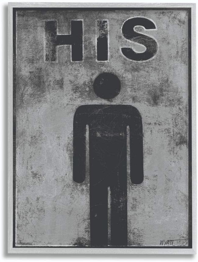 Stupell Industries His Distressed Bathroom Sign Wall Plaque, 13x19, Multi-Color