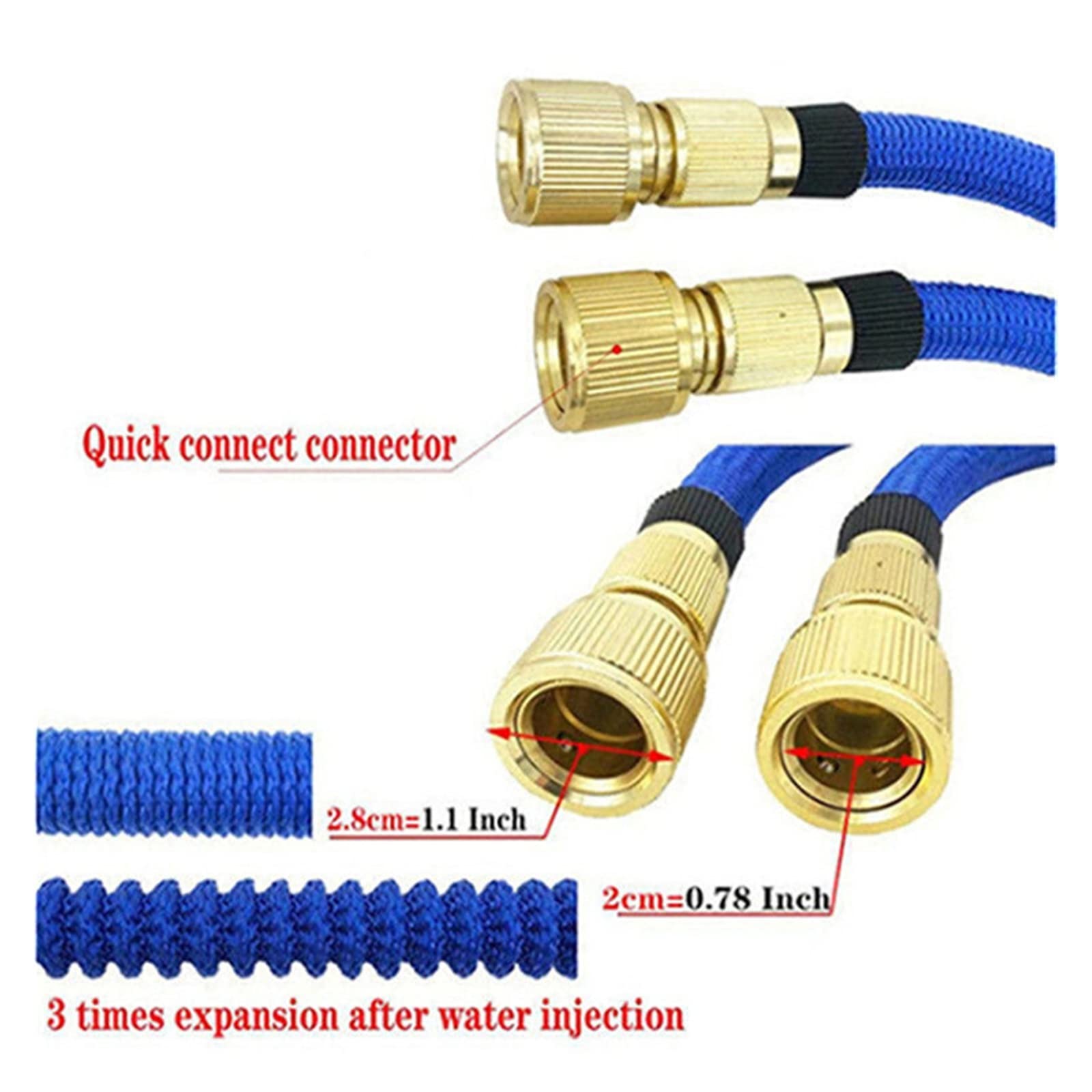 Teleskopischer magischer Gartenschlauch, flexibler Autowaschschlauch aus Kunststoff, Metallspritzpistole, Gartenbewässerung im Freien, 25 Fuß. Bis 100 Reibungslose Zirkulation(Hose kit-02,100ft-30m)