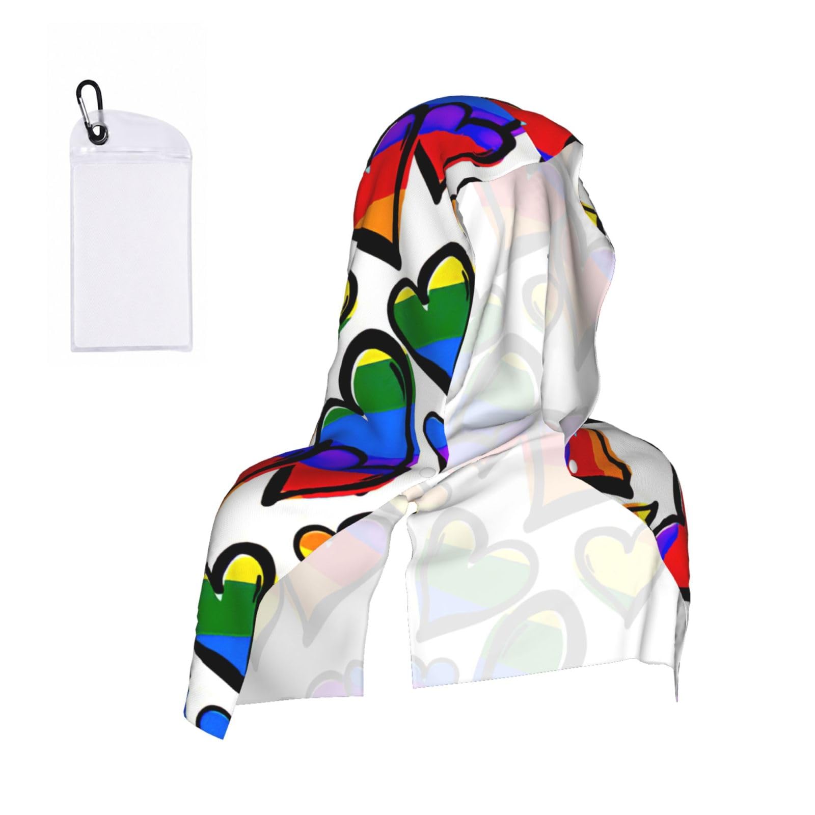 ZYJHYY Rainbow Colored Gay Pride Hearts Print Unisex Swimming Towel Practical Camping Towel Skin-Friendly Cooling Towel For Workout Training