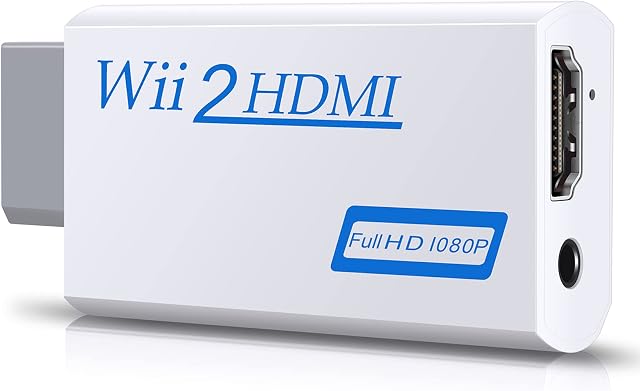 TFUFR Wii to HDMI Converter, Wii to HDMI Adapter Connector with Full HD 1080p/720p Video Output and 3.5mm Audio, Supports All Wii Display Modes Game - White