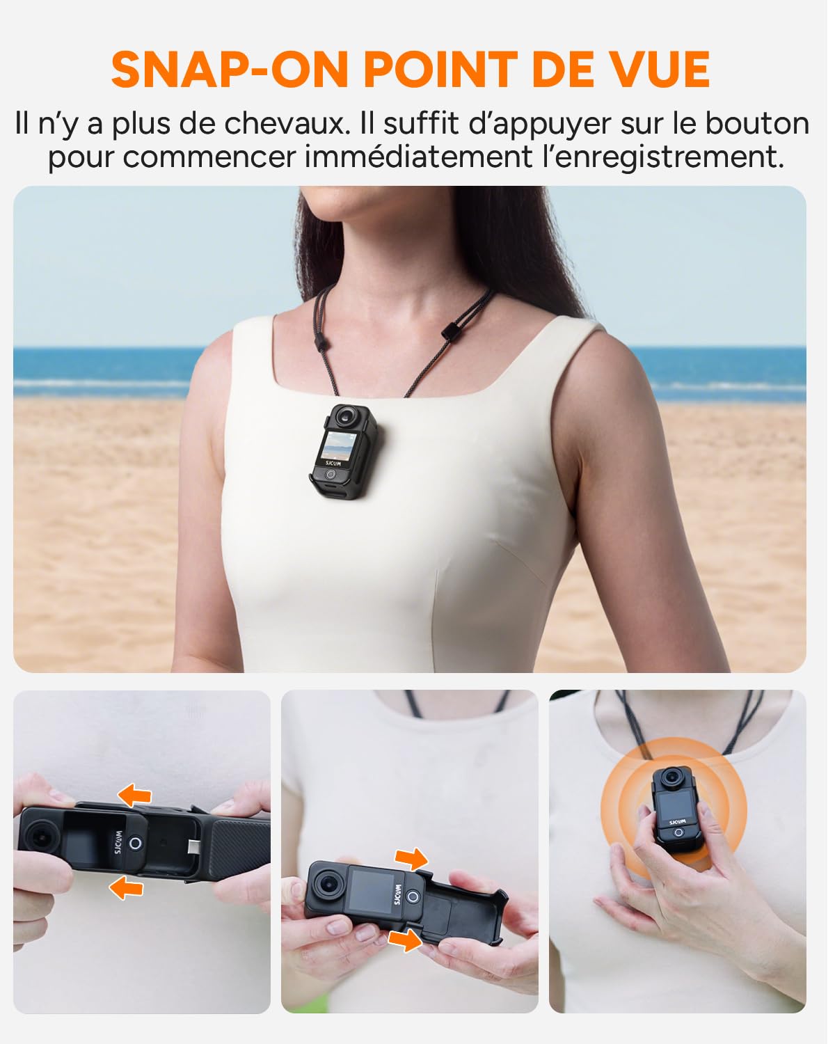 SJCAM C400 Bundle Vlog(64G)-Camera Vlog 4K avec 7H d'Autonomie Exceptionnelle,Écran Tactile Rotatif 2.29",Imperméable,Stabilisation 6 Axes,Caméra d'action pour Youtube,Vlog,Voyages,Activités,Noir