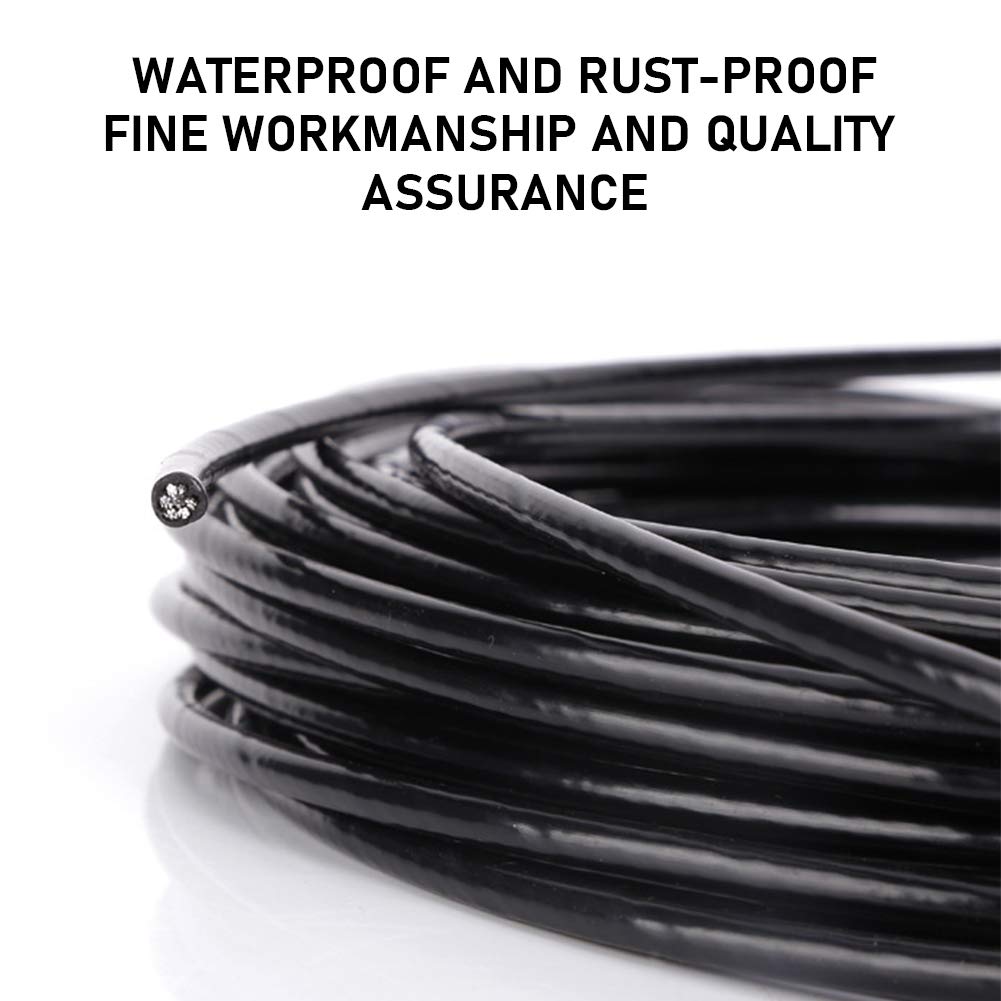 10M Cuerda de Alambre de Acero Inoxidable, Cuerda de Acero de 3 mm con 4 Piezas, Abrazadera de Cable de Alambre M3, Tendedero de Cable de Acero Revestido de Plástico para Colgar Ropa (Negro)
