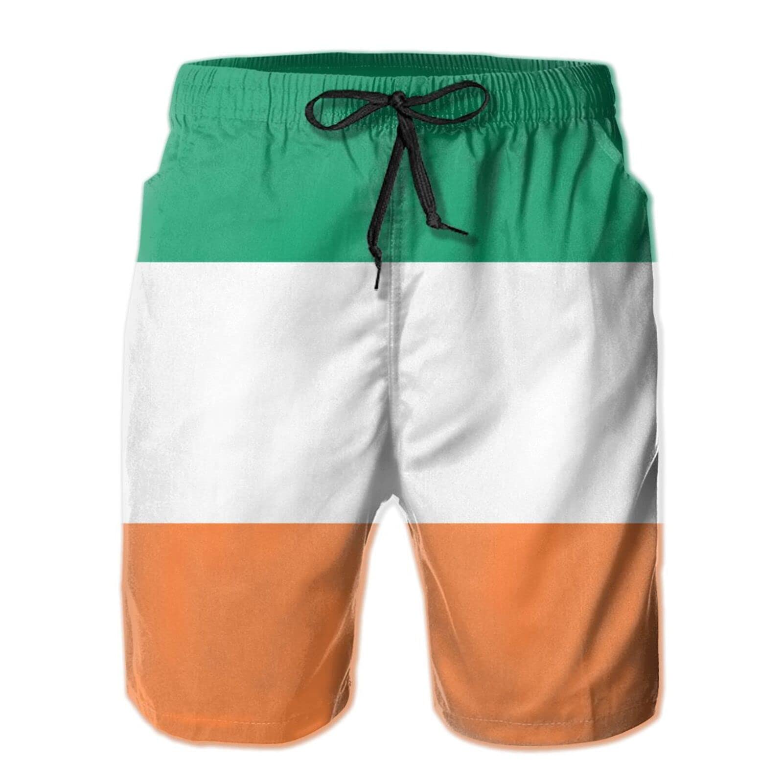 Juzgtsit Men's Black Swim Shorts Flag Of Ireland Swim Trunks Quick Dry Summer Surf Beach Shorts With Pocket Drawstring