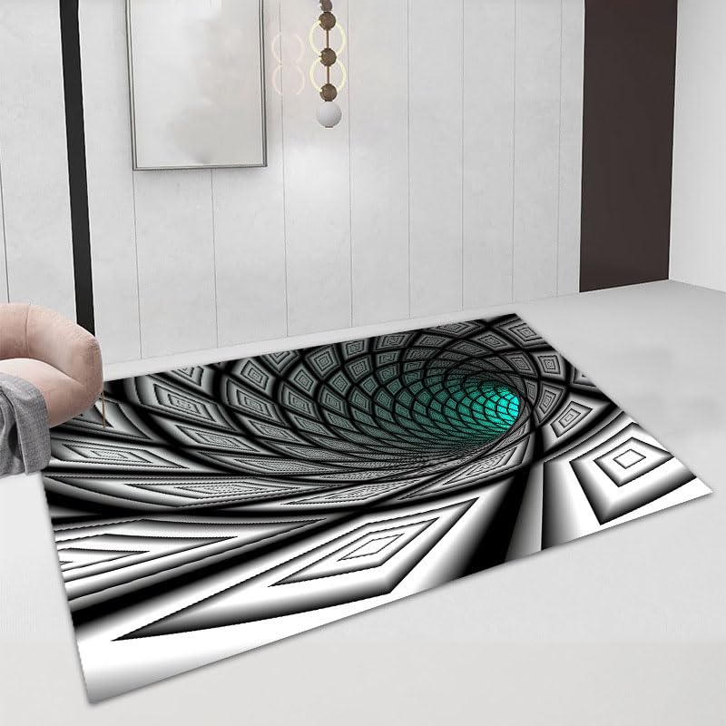 Tapis tourbillon 3D rectangle abstrait ZORZA pour sol de chambre 40x60
