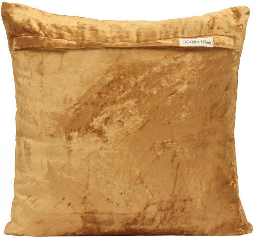 The White Petals- Mustard Yellow Velvet Pillow Sham (,2 King Sham Cover, 20x36 inch, Mustard Yellow, Soft Cotton Velvet)