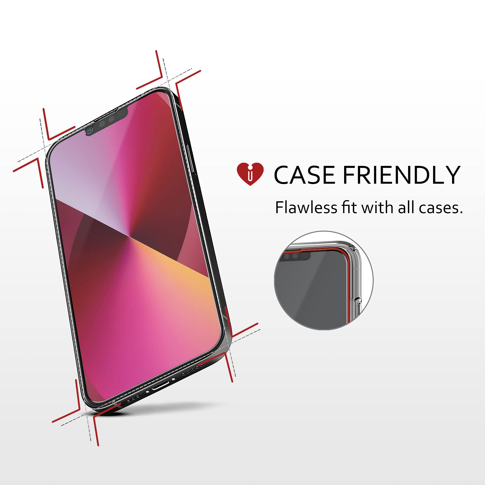 ICarez Tempered Glass Screen Protector For IPhone 14 [2-Pack] Case Friendly Black Frame