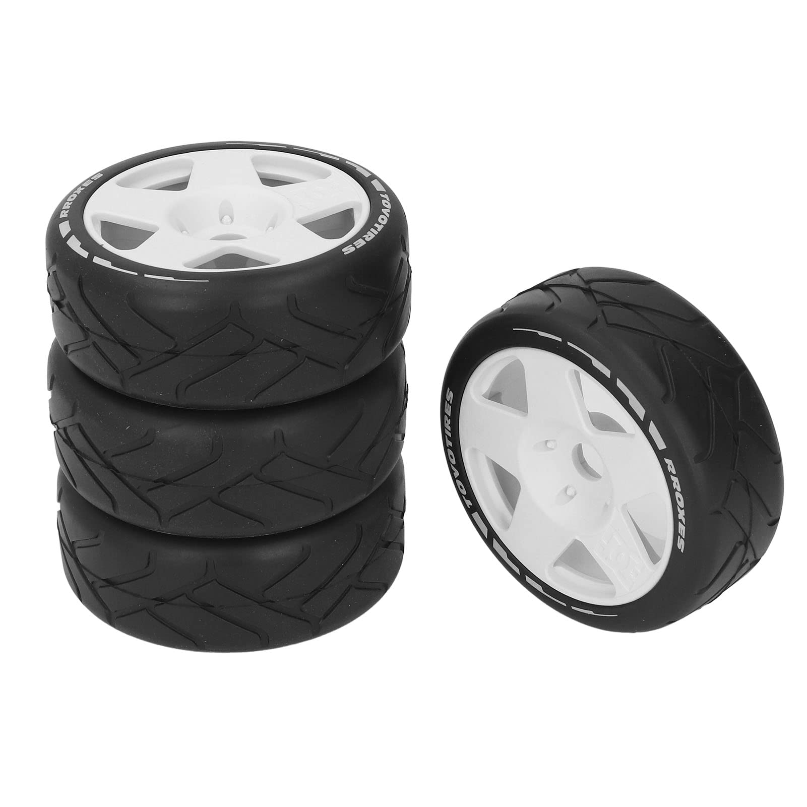 RiToEasysports Neumático de 4 Piezas, Ruedas 1/8 GT RC, Neumáticos de Carreras de Carretera con Agarre Fuerte, Resistentes Al Desgaste en Ruedas de Carretera con Adaptador de 17 Mm, Ejes de