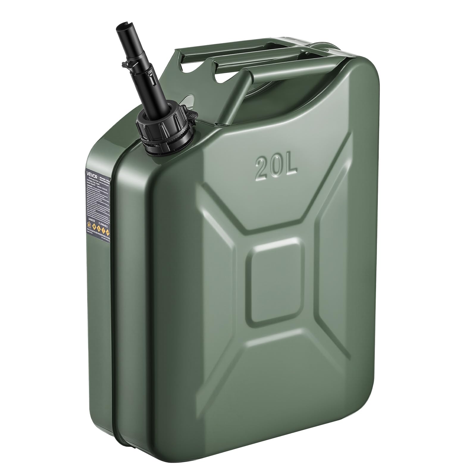 VEVOR Contenitore per Carburante in Metallo 20 L con Beccuccio e Maniglia, Serbatoio per Carburante a Prova di Perdite e Resistente alla Corrosione, per la Maggior Parte di Auto, Moto, Verde