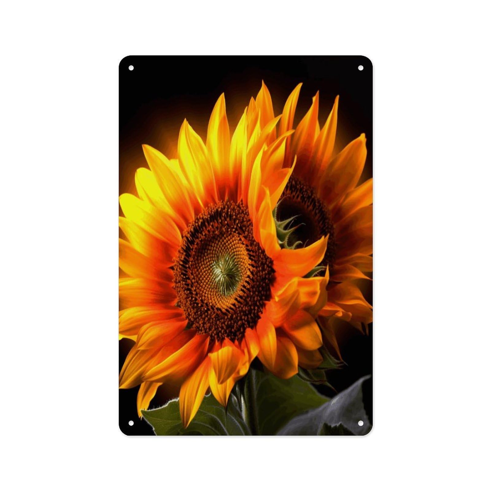 Fekiloot Style Orange Sunflower Wallpaper Wall Decor Metal Signs Tin Signs Poster