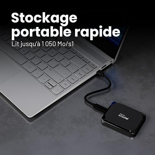 Crucial X9 1To Disque SSD Externe Portable, Jusqu’à 1050Mo/s, Compatible avec PC, Mac, PlayStation et Xbox, USB-C 3.2 - CT1000X9SSD902 - 2