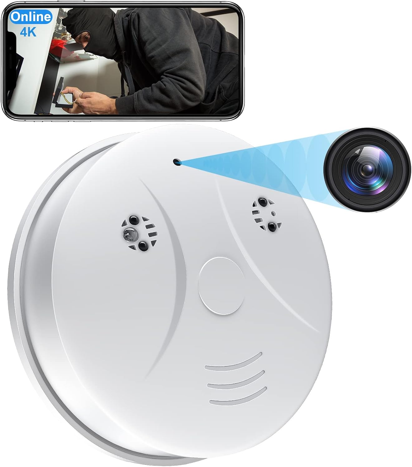 Hidden Camera Smoke Detector WiFi HD 1080P Wireless Spy Camera Small Nanny Cam for Home Security Cameras Indoor/Outdoor