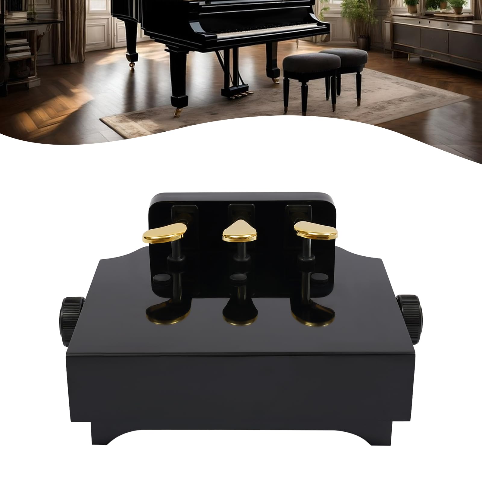 Extensión de pedal para piano infantil, extensión de pedal de 5,31 – 9,06 pulgadas, altura ajustable, silencioso, con 3 pedales, adecuado para niños de 4 a 12 pulgadas, mejora la mala postura