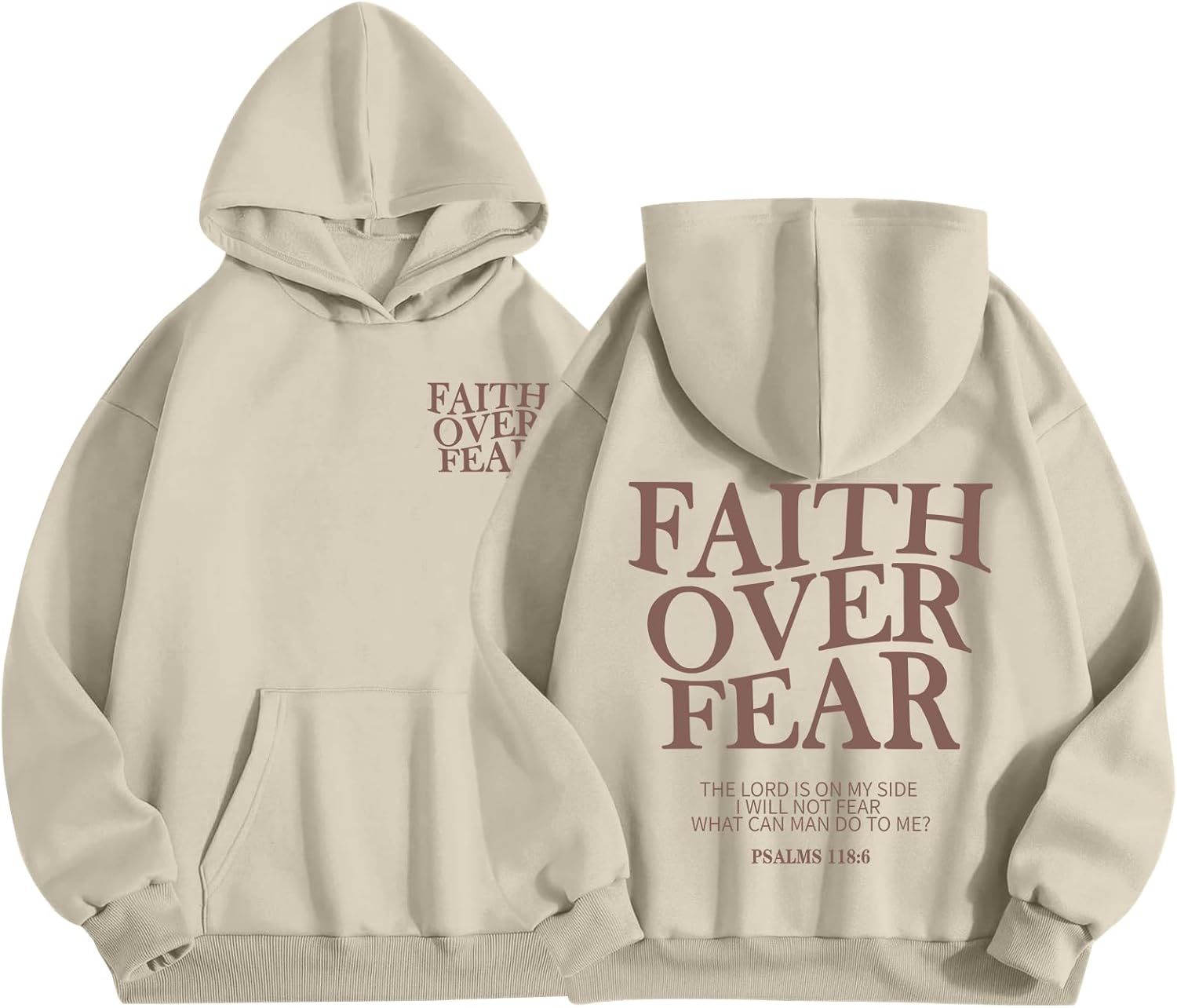 Faith Over Fear Hoodie for Women Christian Jesus Bible Verse Sweatshirt God Religious Inspirational Oversized Tops