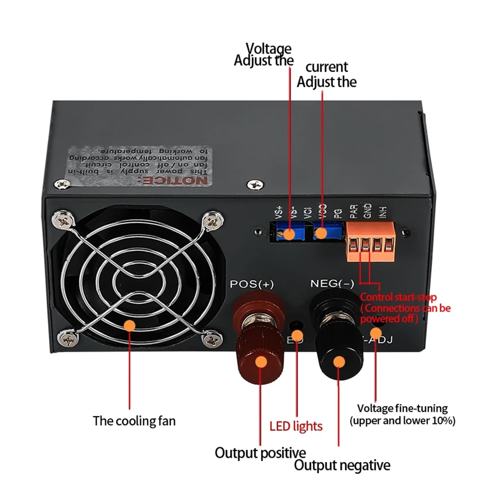 Zasilacz przełączany SK2000 2000 W, 0-12 V, 24 V, 36 V, 48 V, 60 V, 80 V, 110 V, 220 V AC/DC, regulowane napięcie, prąd o dużej mocy. | 0-220v 9a-2000W, 220V