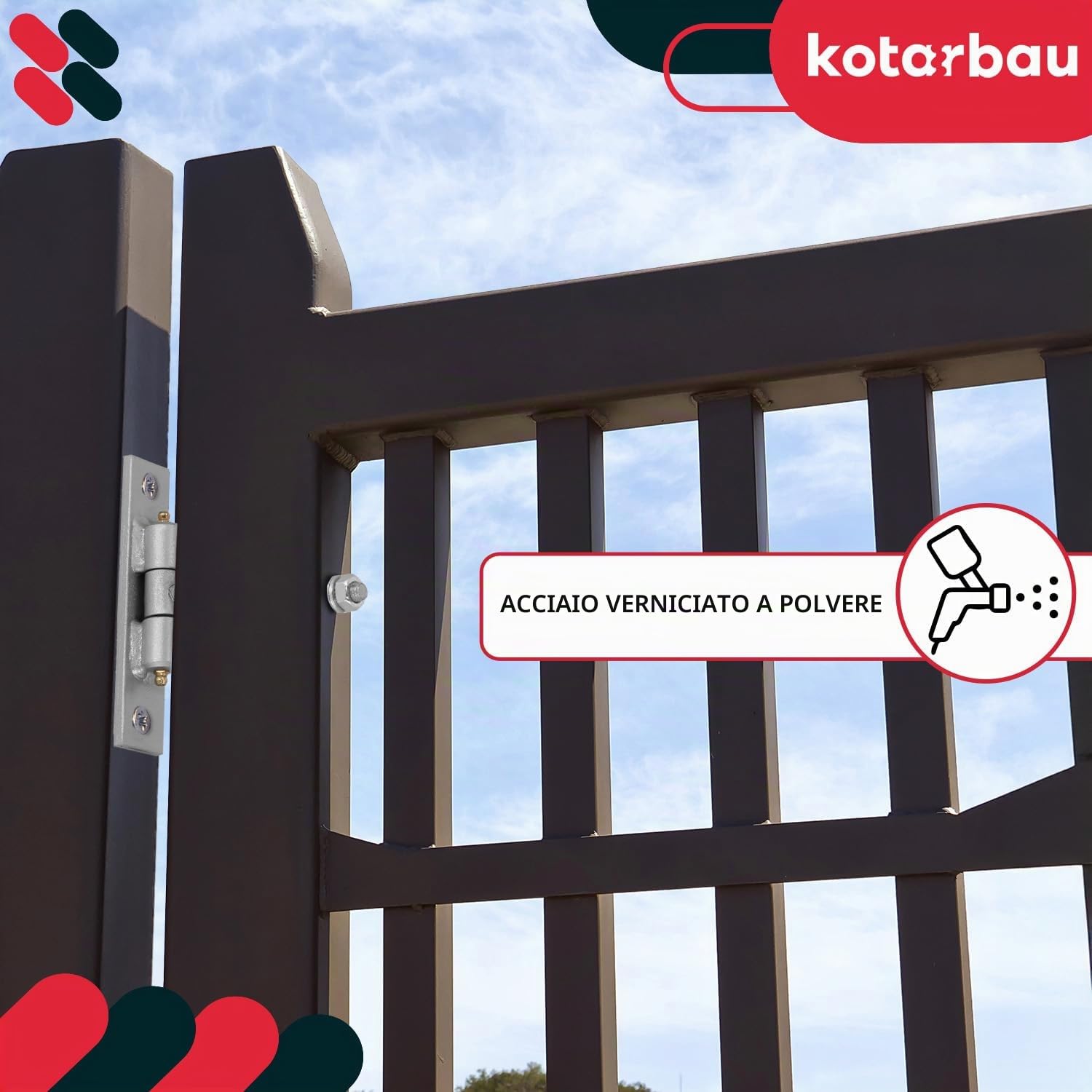 KOTARBAU® - Set di 2 cerniere per cancelli con piastra di montaggio e ugelli per grasso, regolabili, diametro 16 mm, per porte, cancelli, costruzione robusta