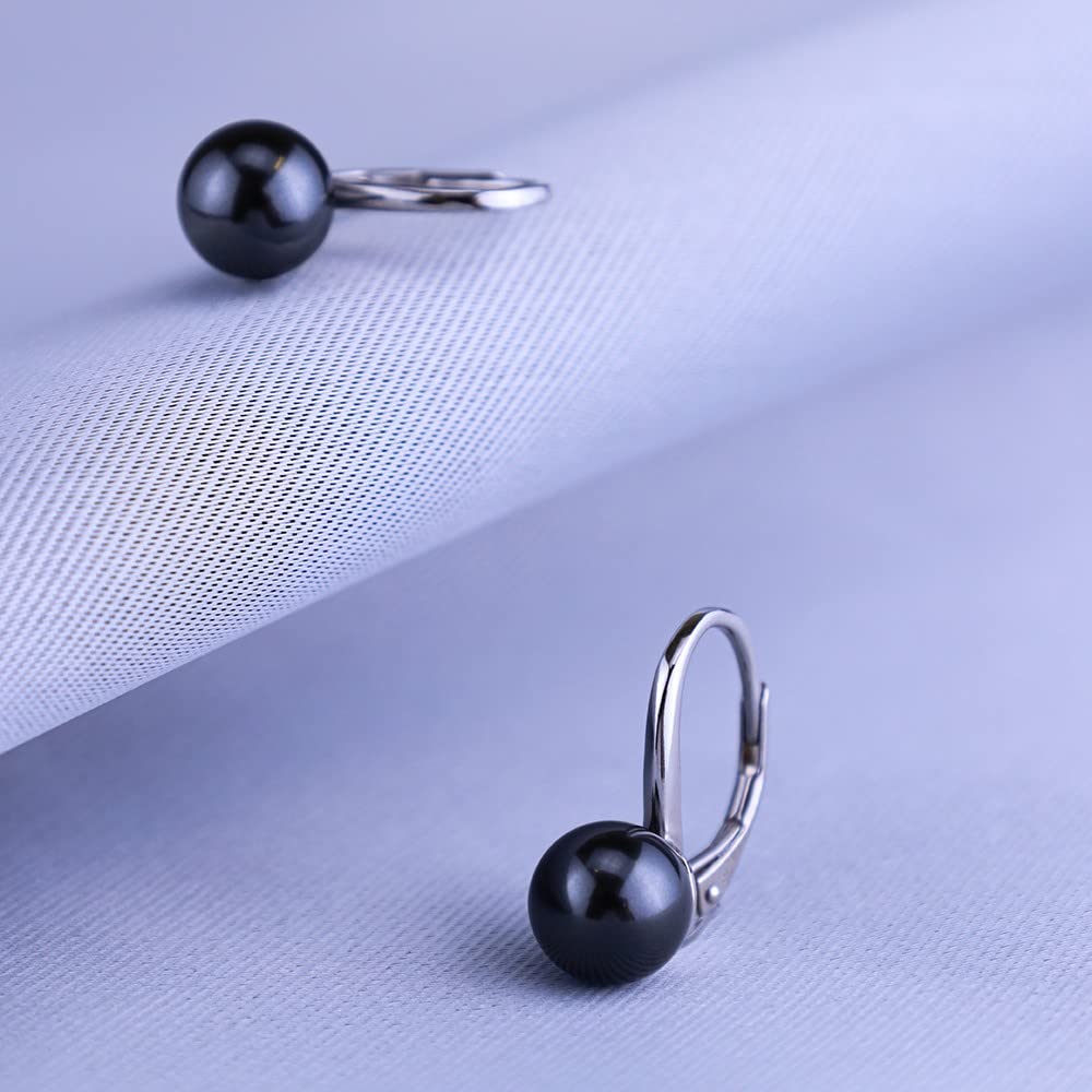 SILVEGO Damen Ohrringe aus 925 Sterling Silber mit weißer, schwarzer oder rosa Perle Swarovski Crystals