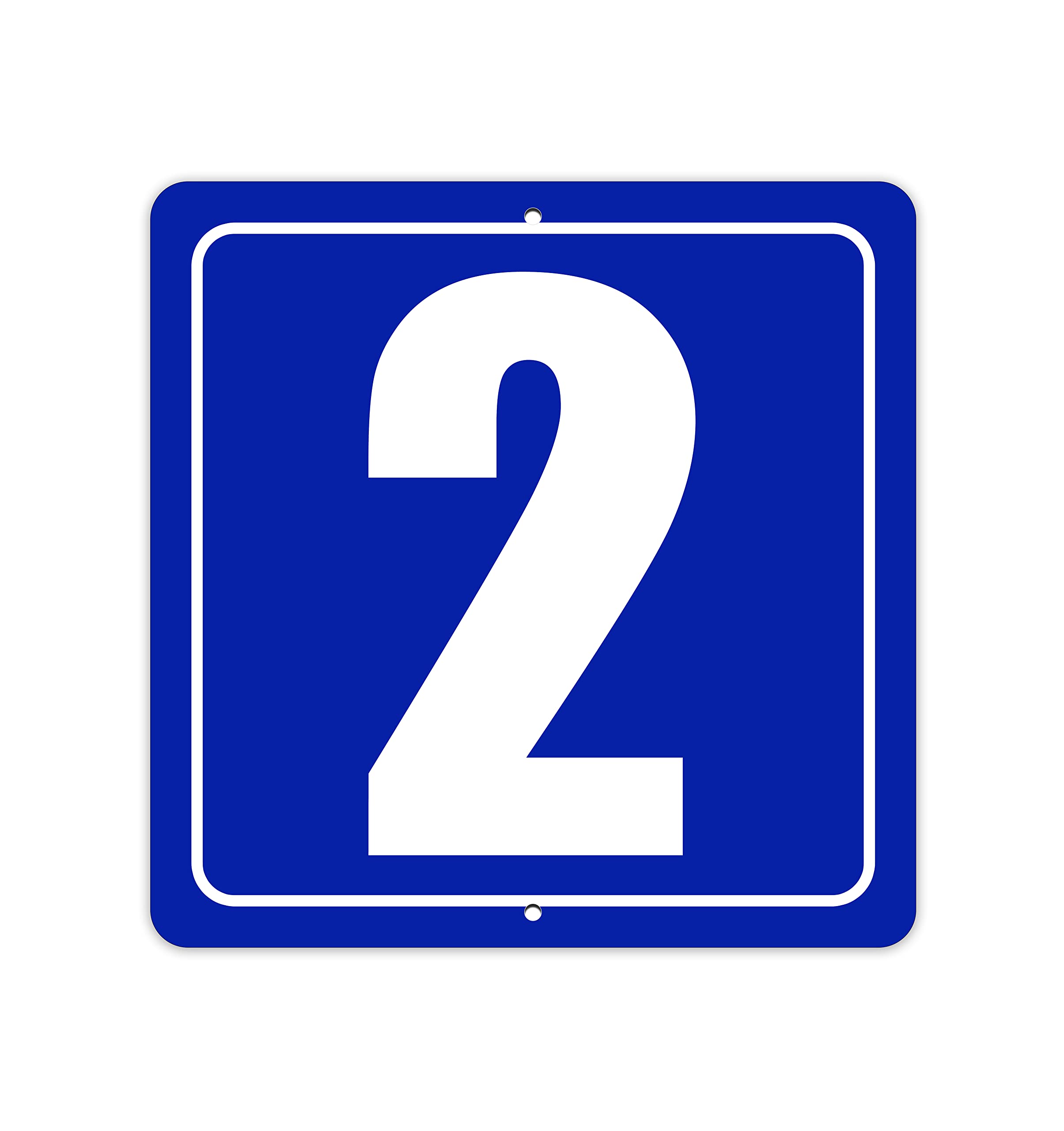 Numbered Signs 12 x 12 Inch Aluminum Signs (2, Blue)
