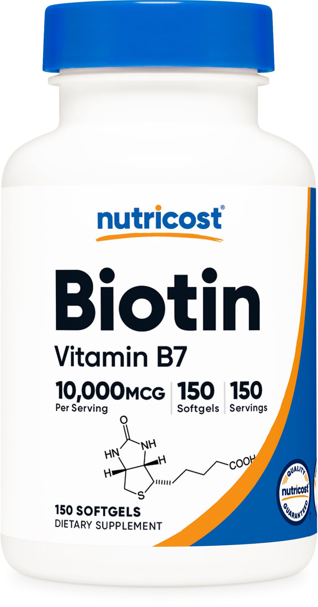Nutricost Biotin (10,000mcg) with Virgin Organic Coconut Oil 150 Softgels - Gluten Free, Non-GMO