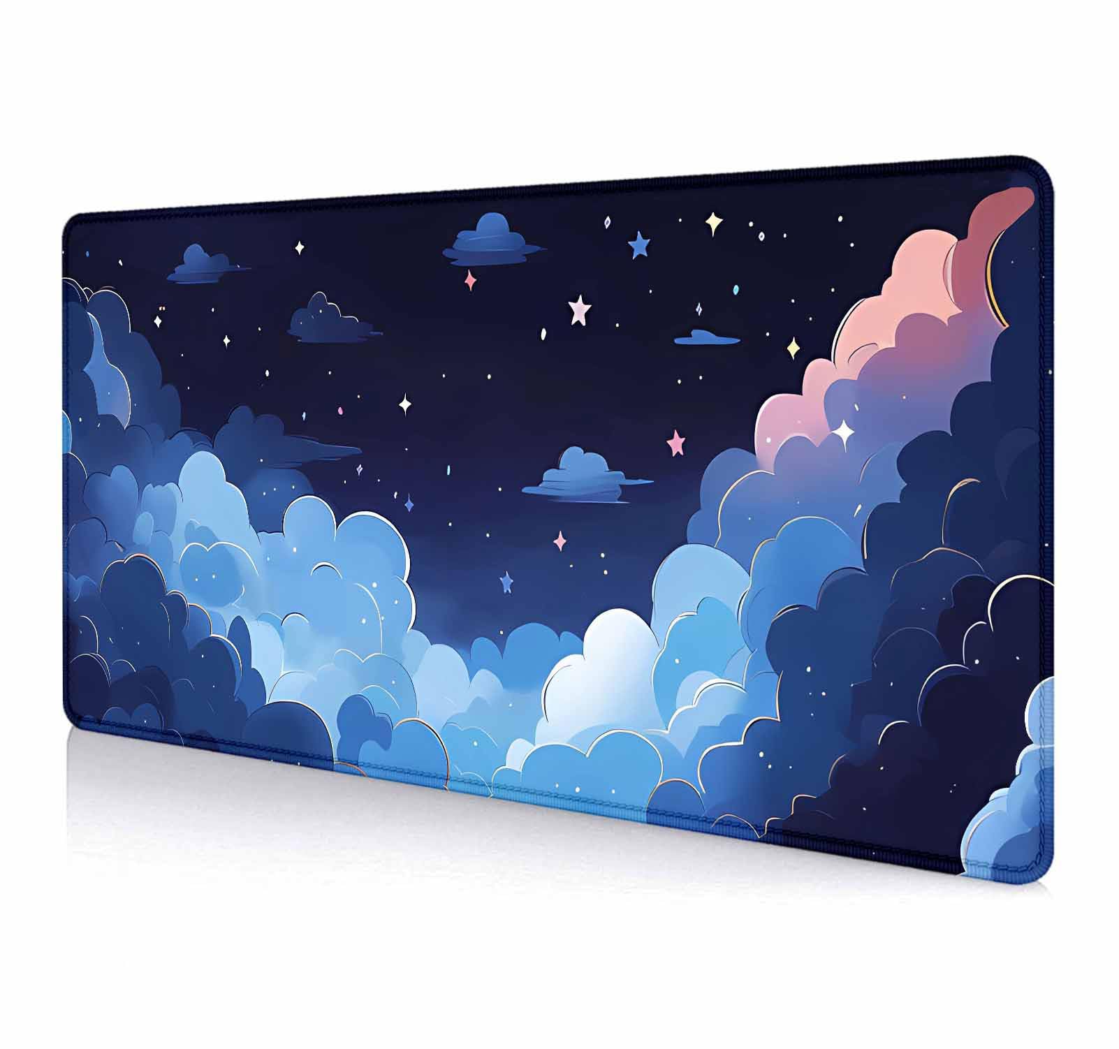 IMAYONDIA Blue Clouds Large Mouse Pad, Galaxy Space Scene Desk Mat for Desktop, Anime Computer Laptop Protector Writing Pads, Cute Aesthetic Stars Desk Pad for Office Home School, Mousepad Tarot Mat